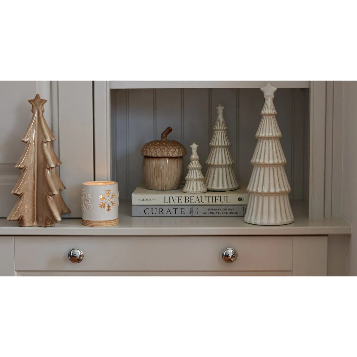 Large Alora Ceramic Snowy Layered Tree With Star
