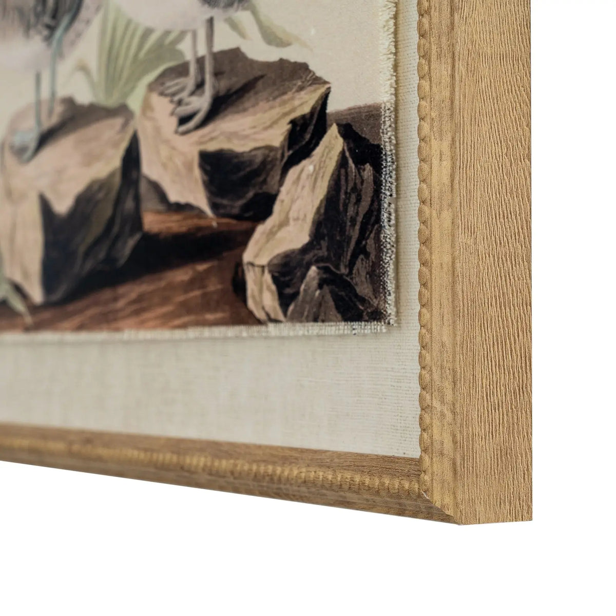 Flora & Fauna Collection Teals On Linen In Beaded Frame