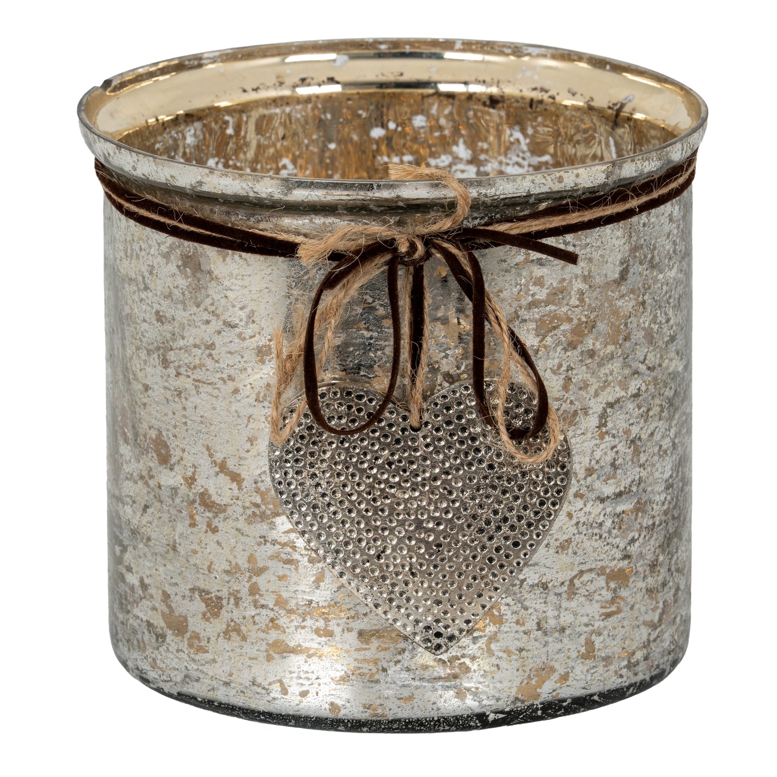 Mercury Hammered Heart Large Candle Holder