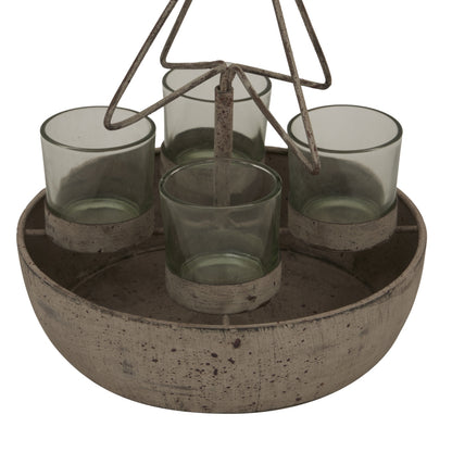 Rustic Outline Tree And Star With Four Glass Votives