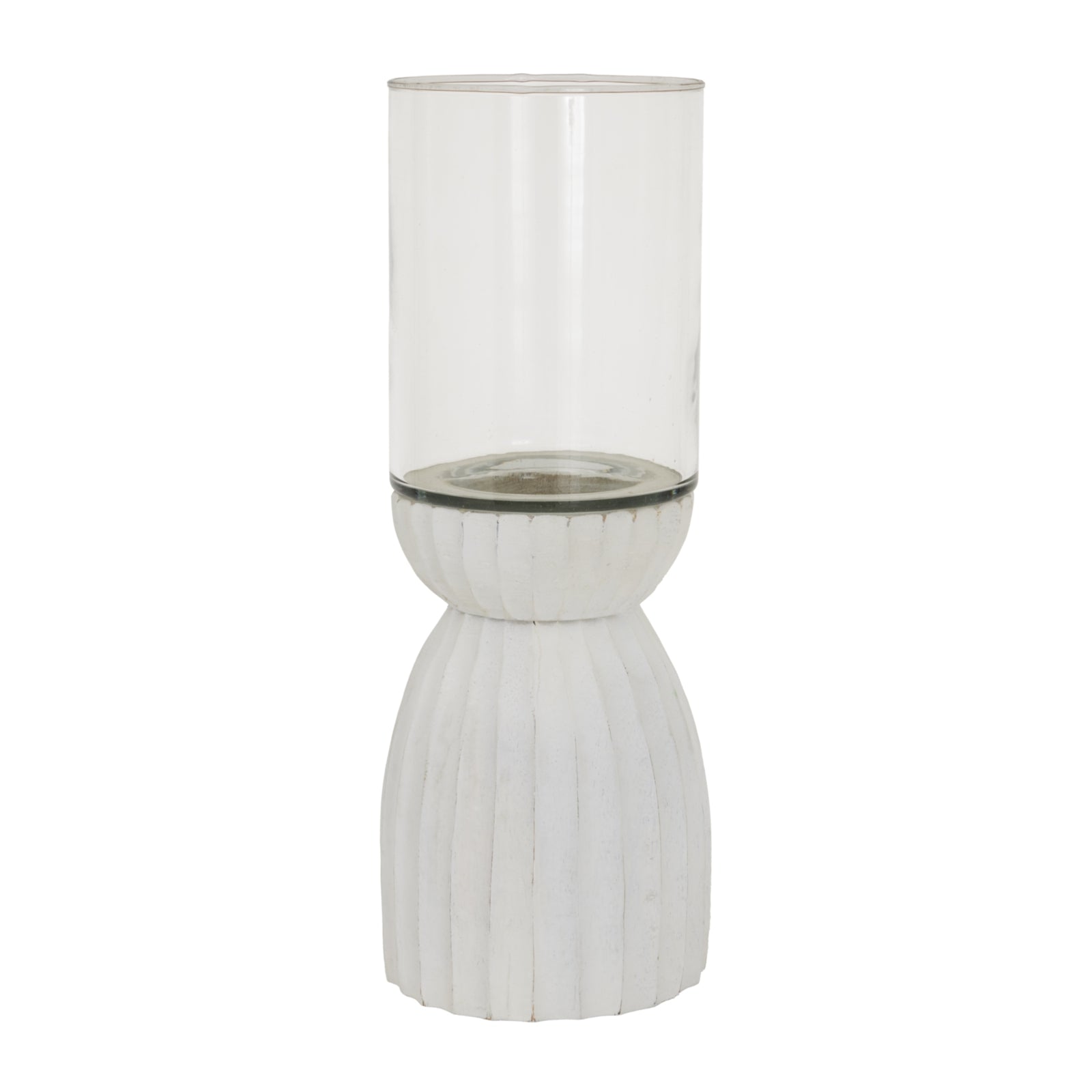 Large White Carved Hurricane Lantern