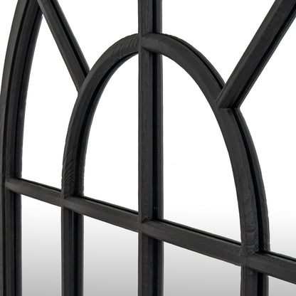 Black Wood Arched Window Mirror