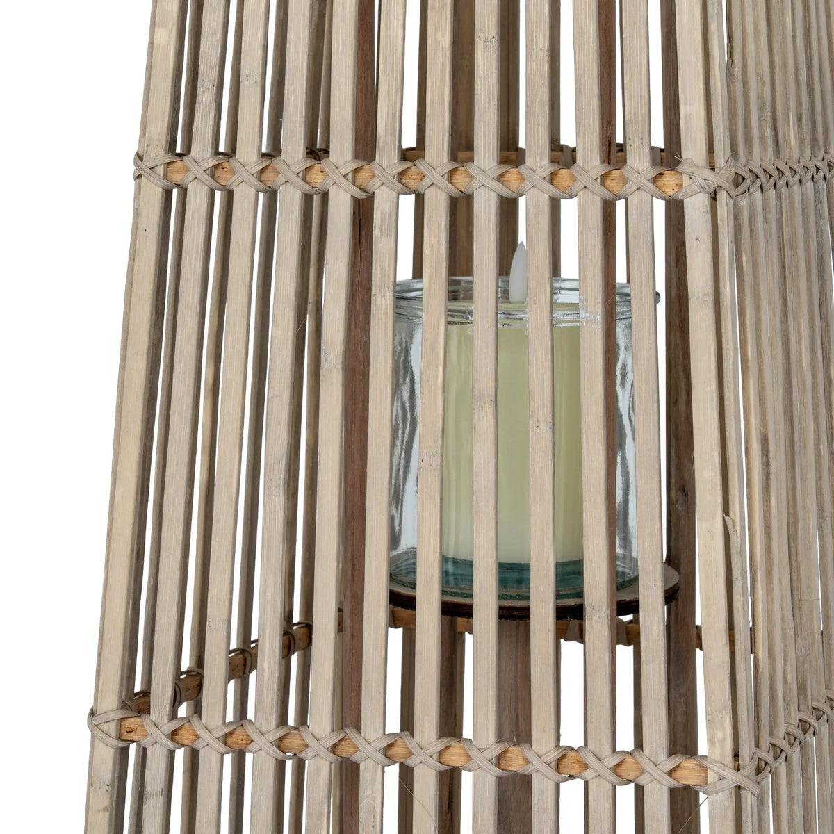 Medium Silo Wicker Lantern With Glass Holder