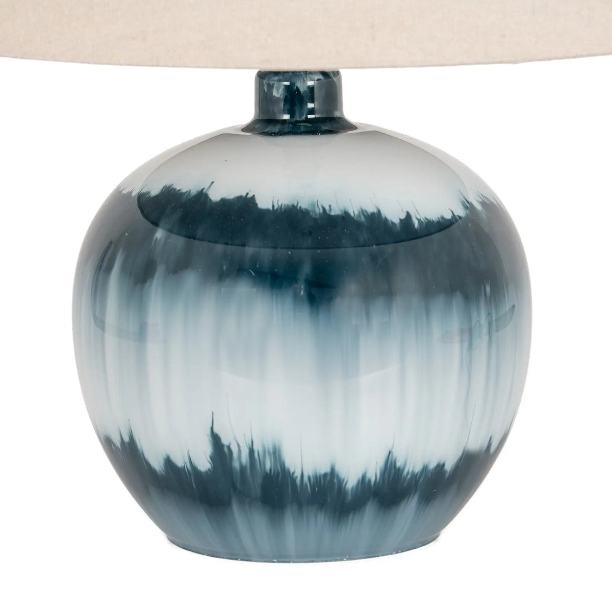 Ocean Shadows Squat  Table Lamp With Linen Shade