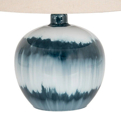 Ocean Shadows Squat  Table Lamp With Linen Shade