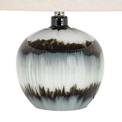 Midnight Shadows Squat Table Lamp With Linen Shade