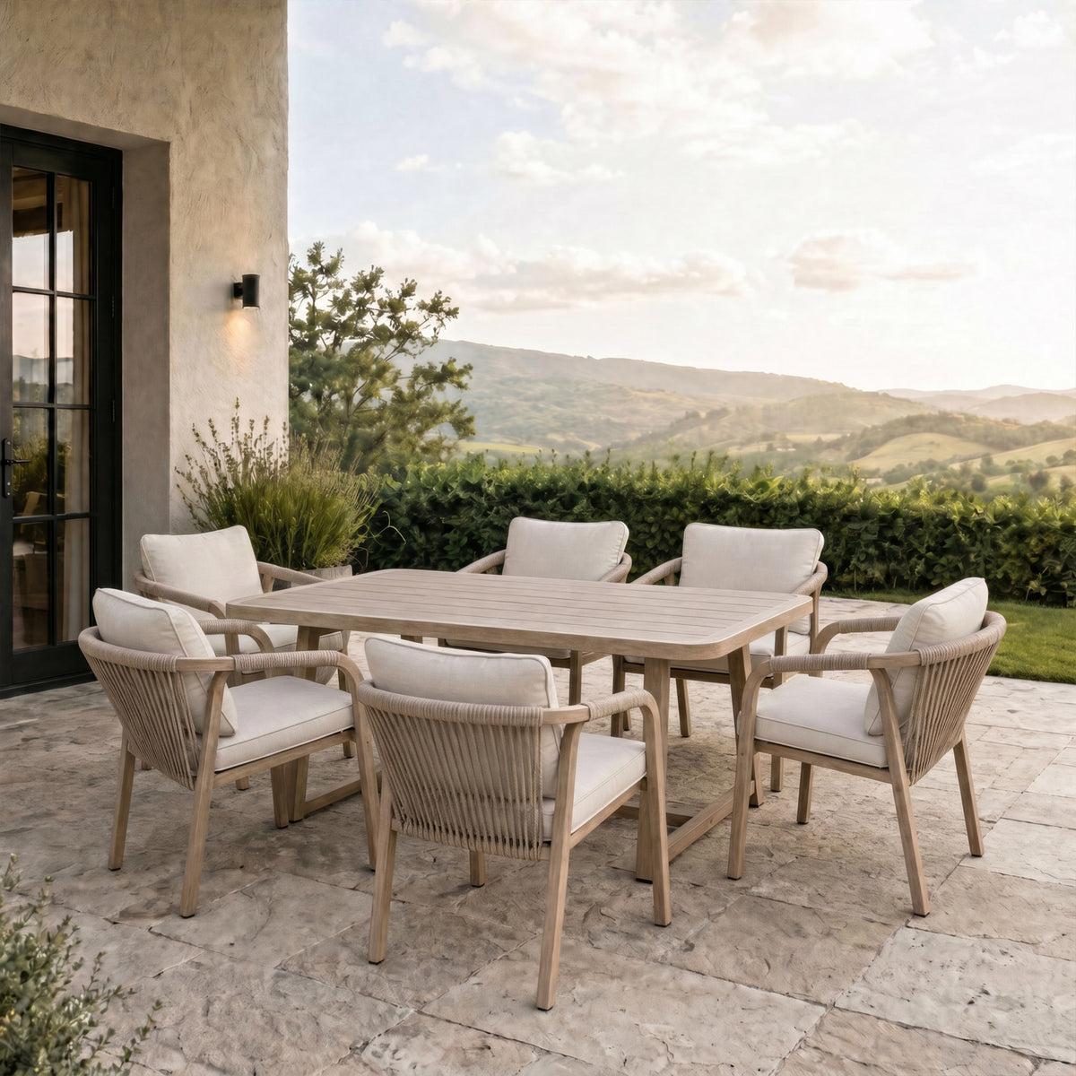 Harlow Collection Outdoor 6 Seater Dining Set