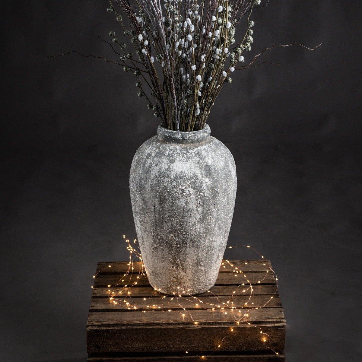 Aged Stone Tall Ceramic VaseLarge.