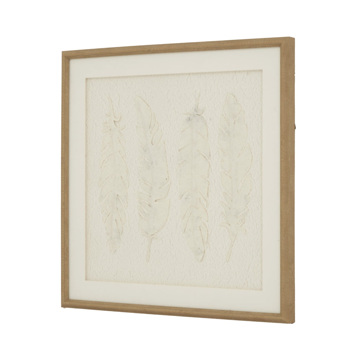 Alta White Feathers Art Mounted In Beaded FrameSmall.