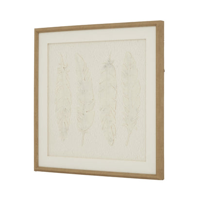 Alta White Feathers Art Mounted In Beaded FrameSmall.