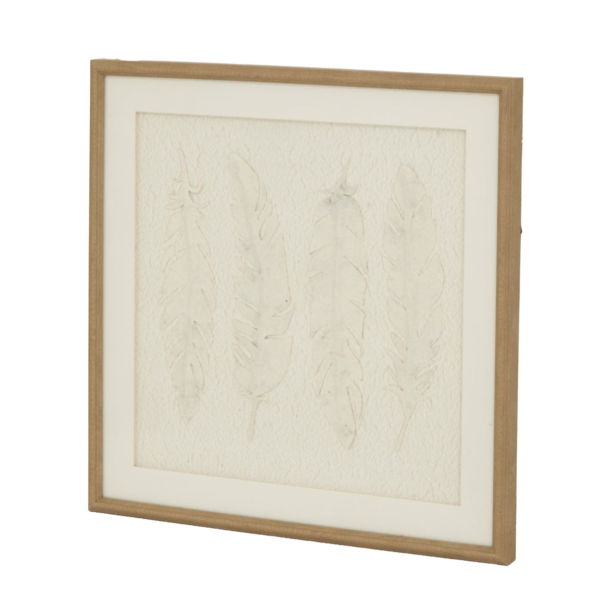 Alta White Feathers Art Mounted In Beaded FrameSmall.