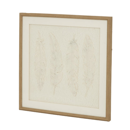 Alta White Feathers Art Mounted In Beaded FrameSmall.