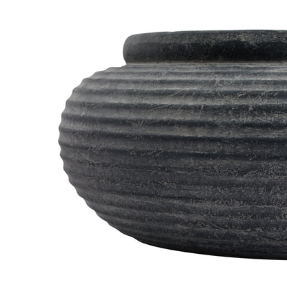 Amalfi Grey Round Ribbed PlanterSmall.