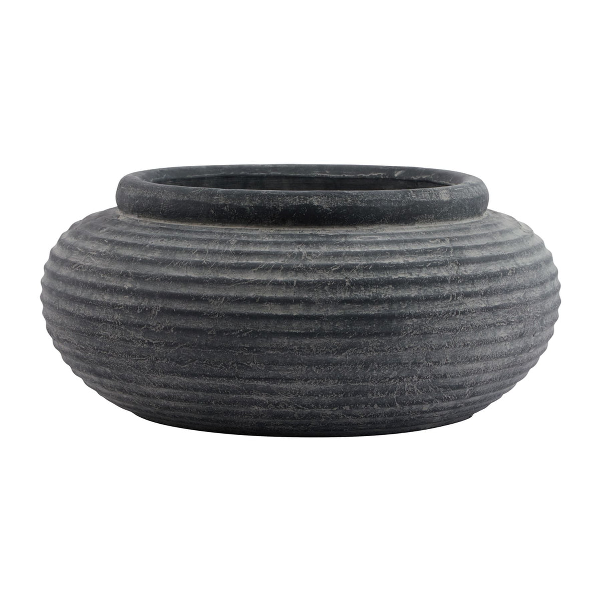 Amalfi Grey Round Ribbed PlanterSmall.
