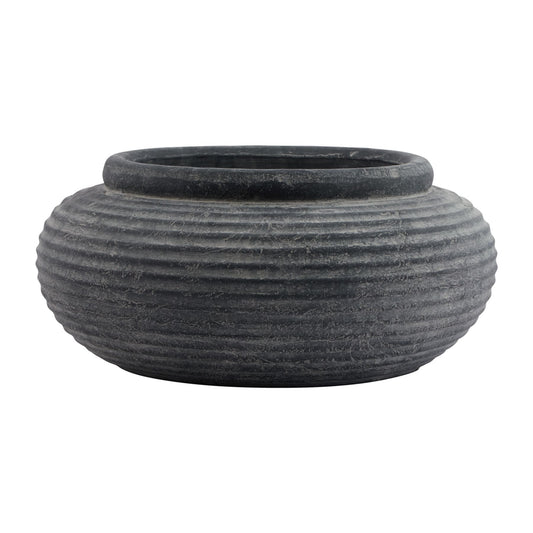 Amalfi Grey Round Ribbed PlanterSmall.