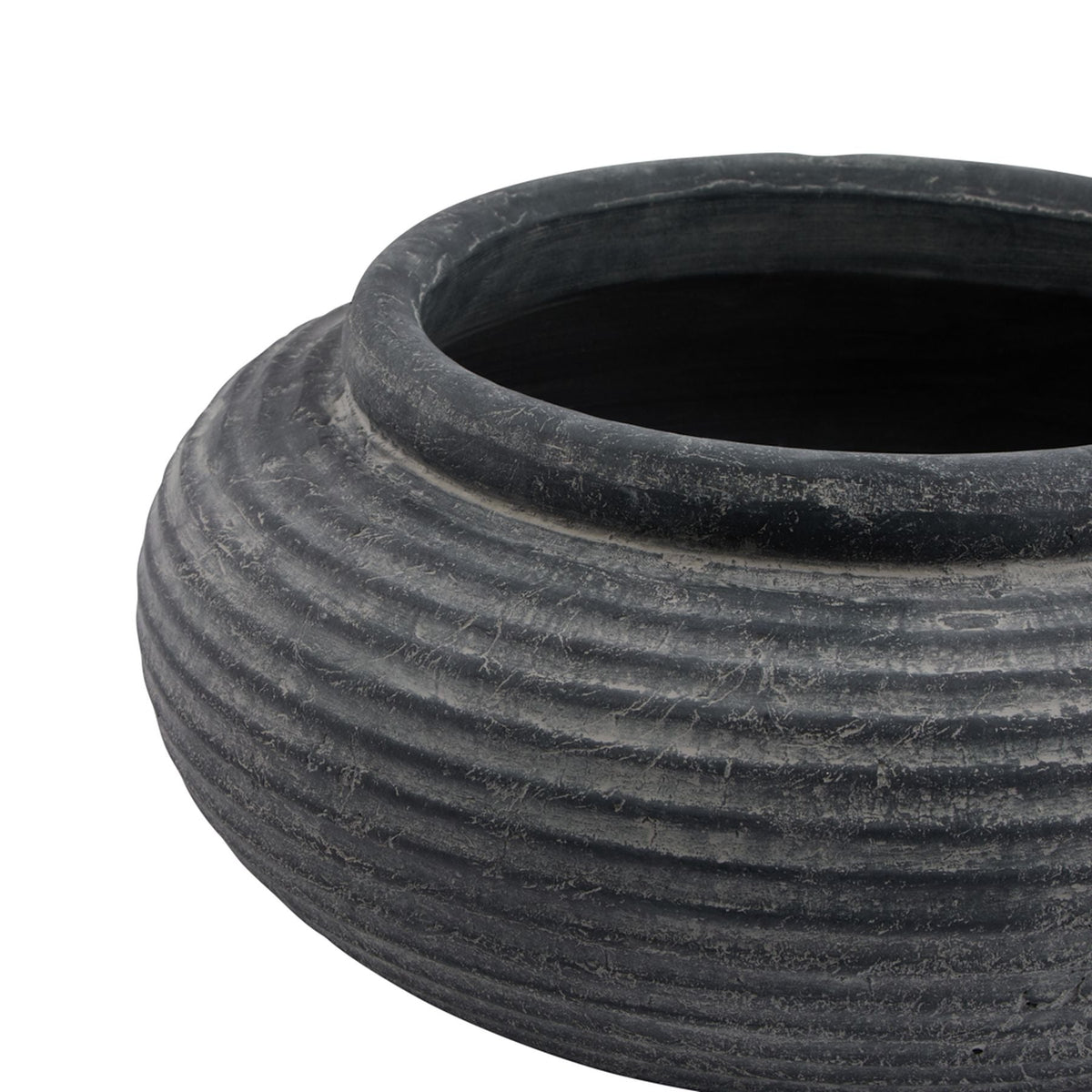 Amalfi Grey Round Ribbed PlanterSmall.