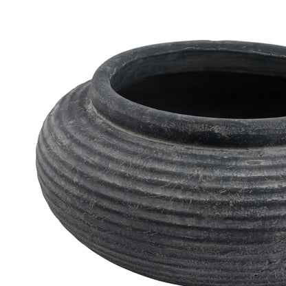 Amalfi Grey Round Ribbed PlanterSmall.