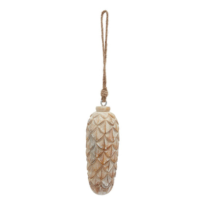 Antique White Wash Large Pine Cone BaubleSmall.