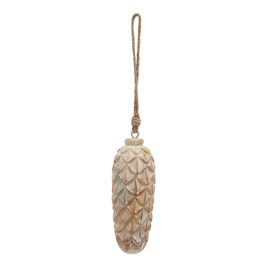 Antique White Wash Large Pine Cone BaubleSmall.