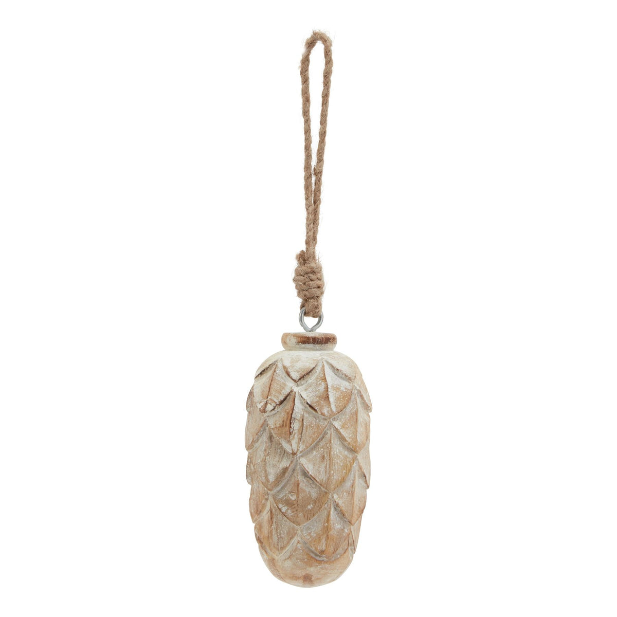 Antique White Wash Pine Cone BaubleSmall.