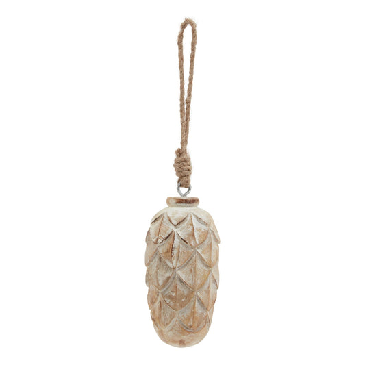 Antique White Wash Pine Cone BaubleSmall.