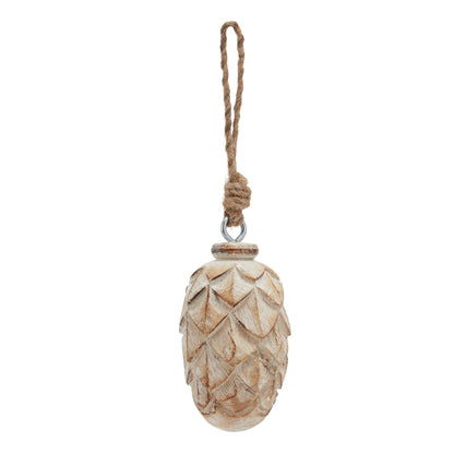 Antique White Wash Small Pine Cone BaubleSmall.