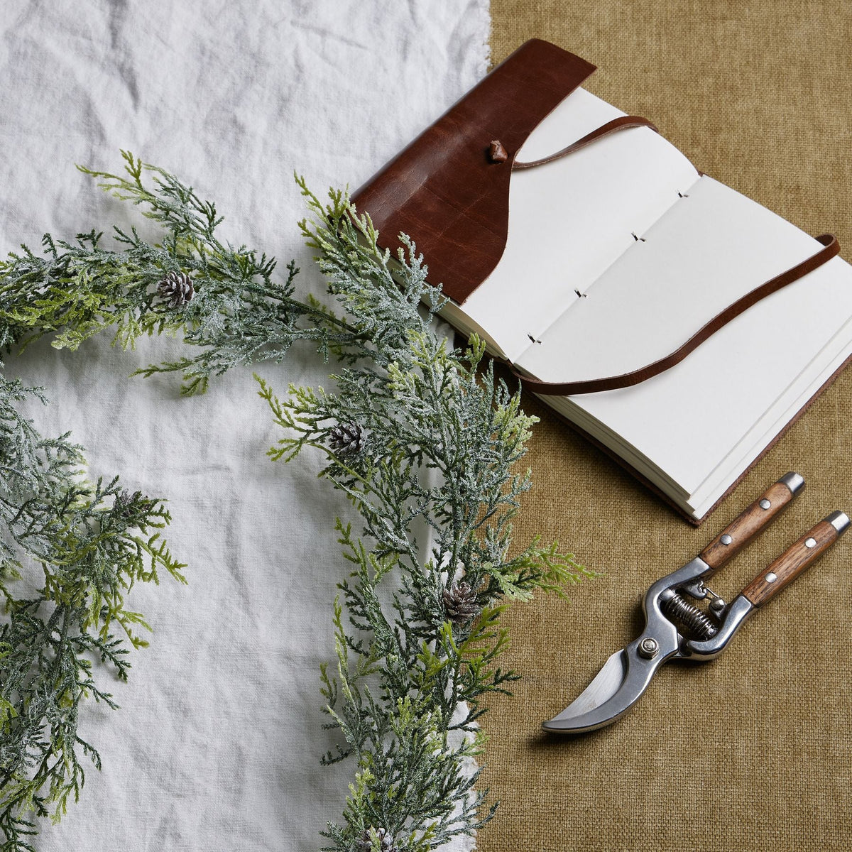 Frosted Pine Garland With PineconesSmall.