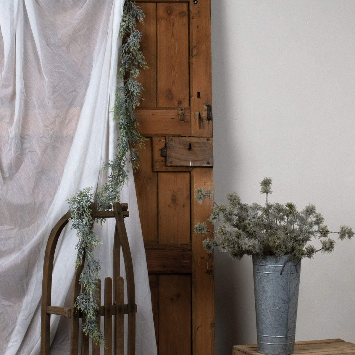 Frosted Pine Garland With PineconesSmall.