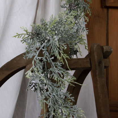 Frosted Pine Garland With PineconesSmall.