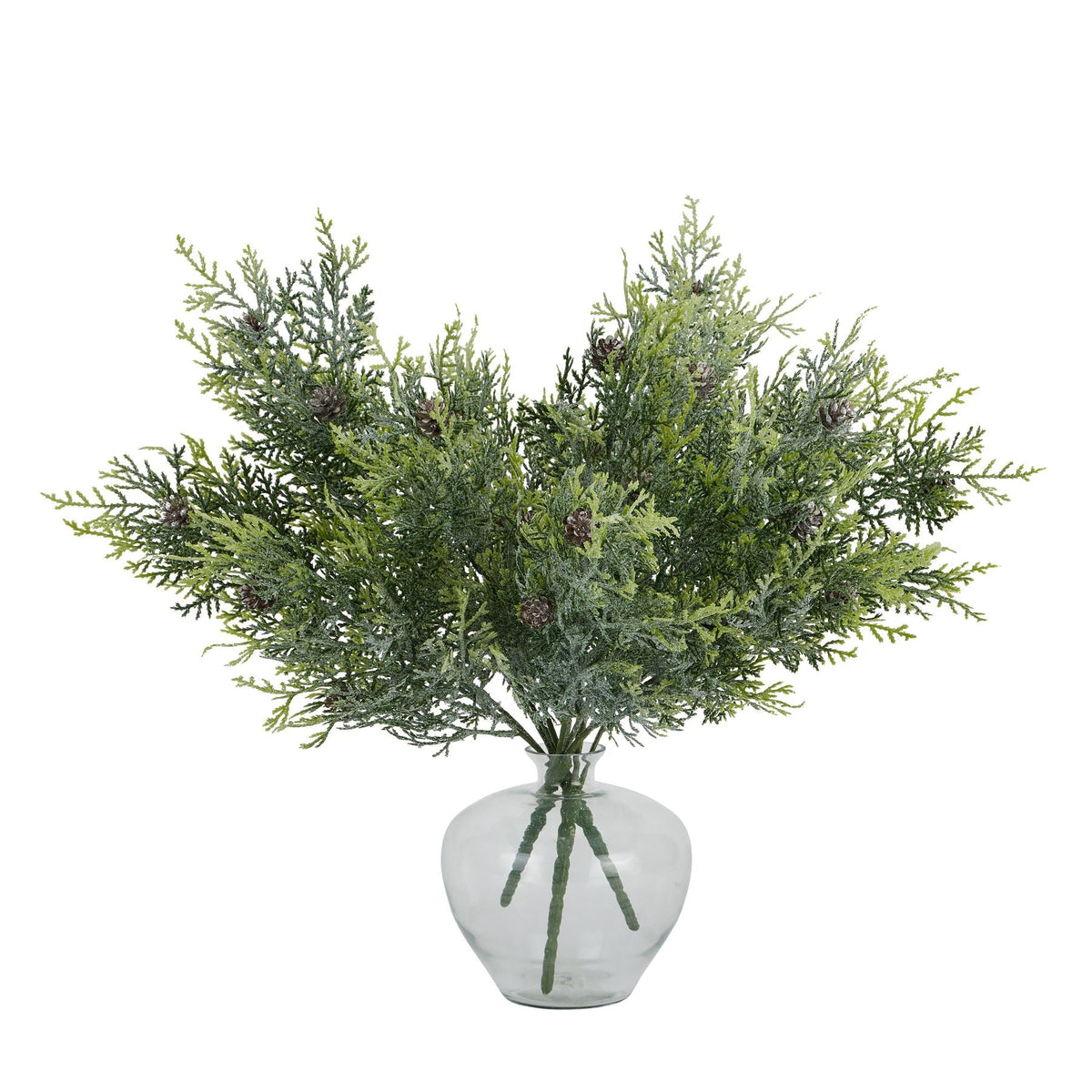 Frosted Pine Spray Stem With PineconesSmall.
