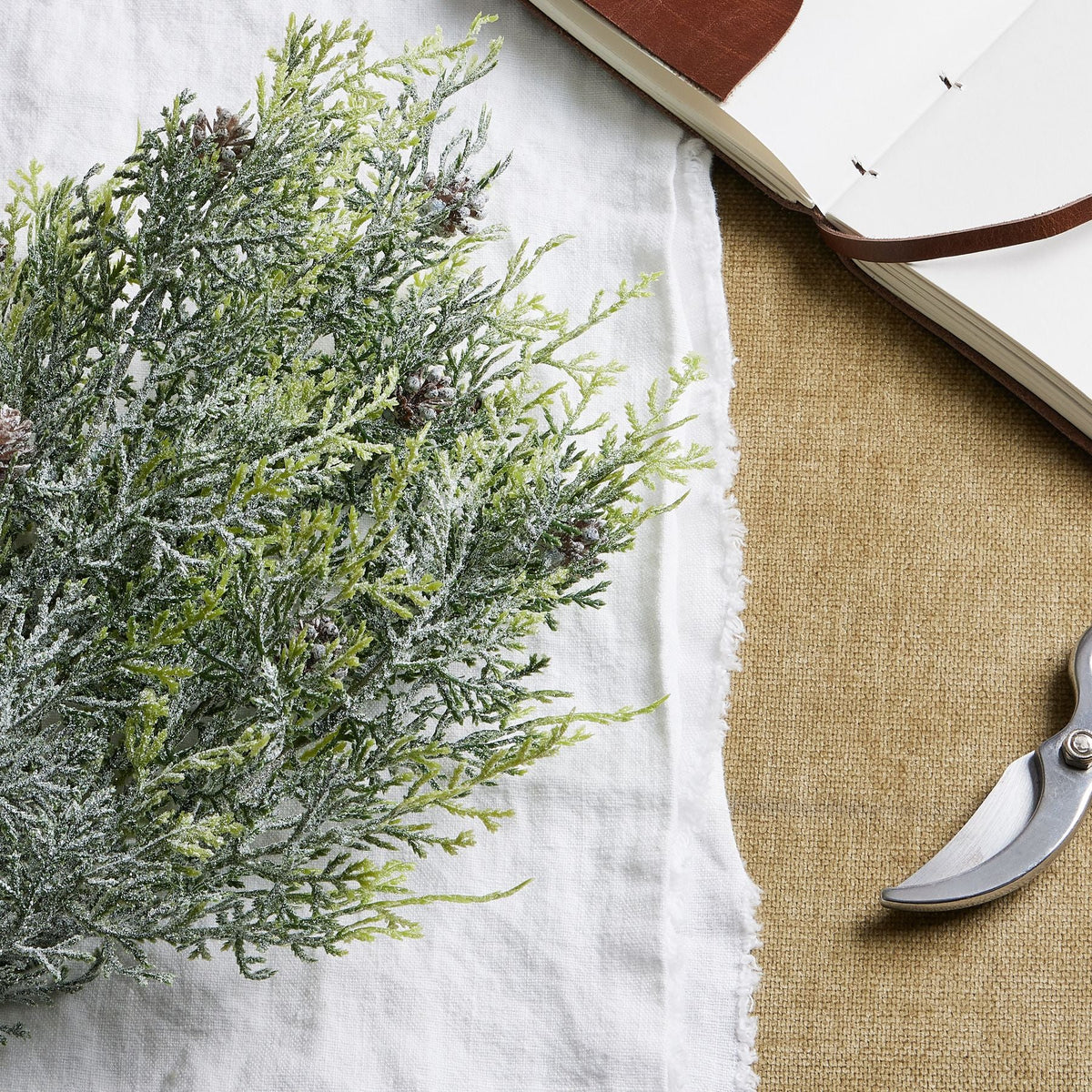 Frosted Pine Spray Stem With PineconesSmall.