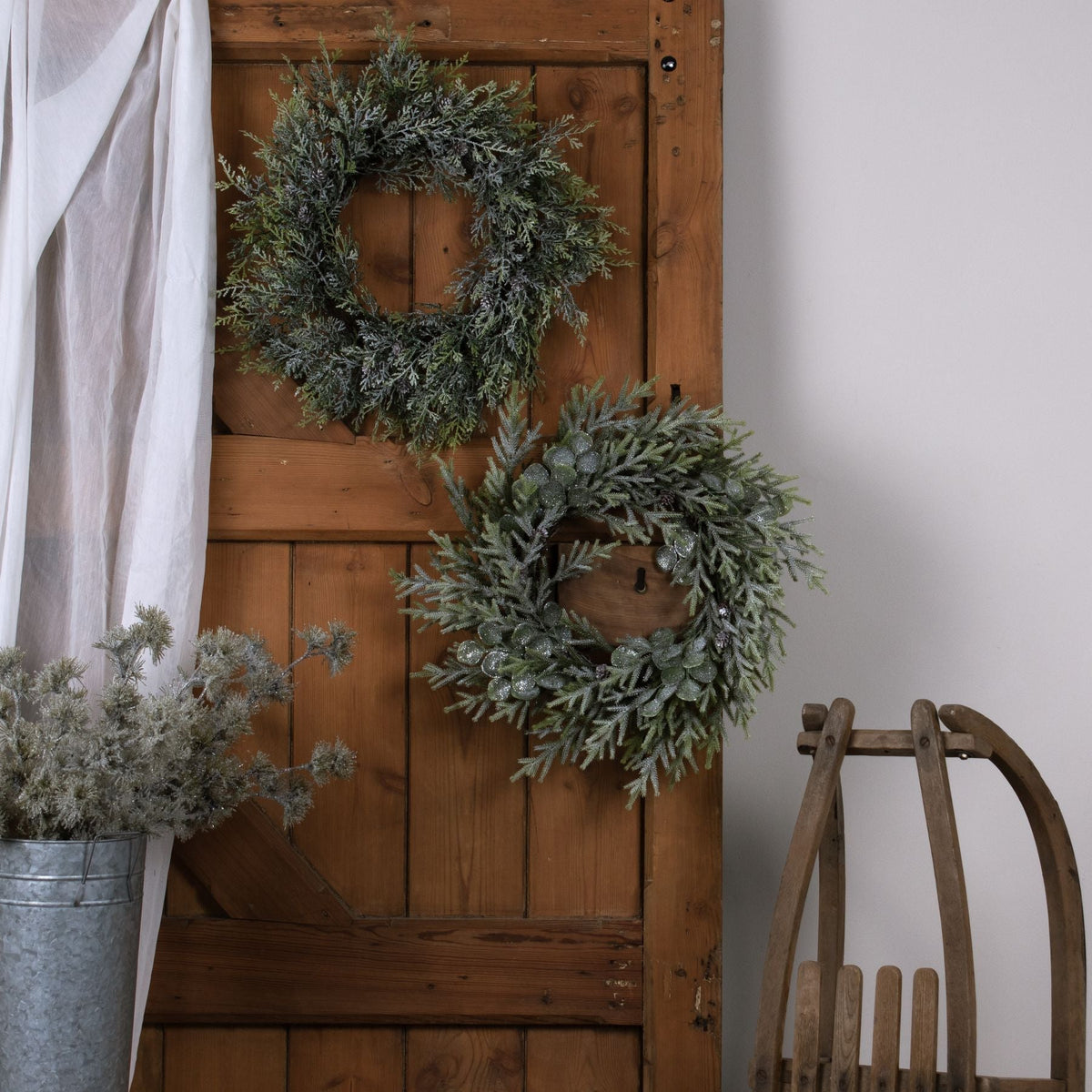 Frosted Pine Wreath With PineconesSmall.