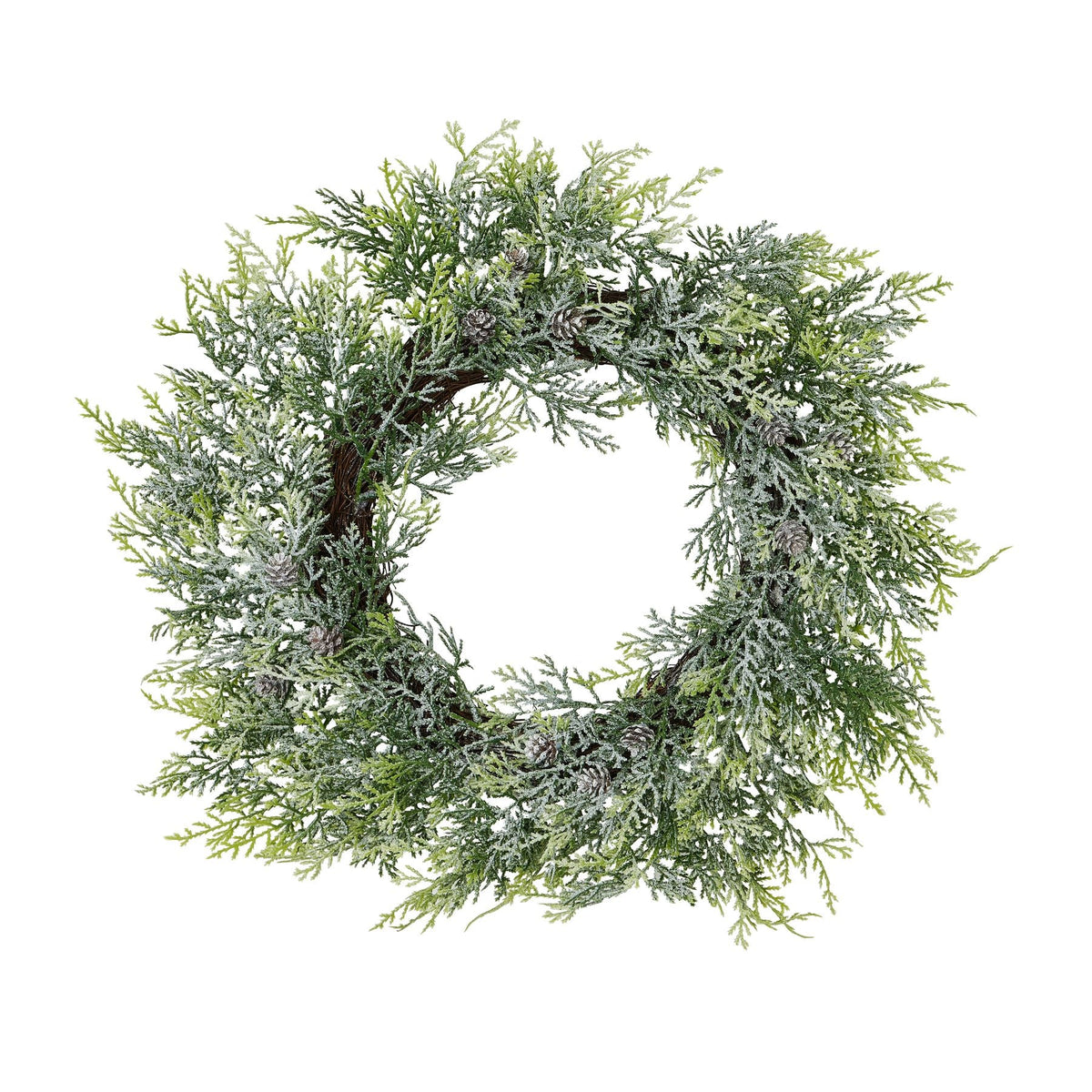 Frosted Pine Wreath With PineconesSmall.