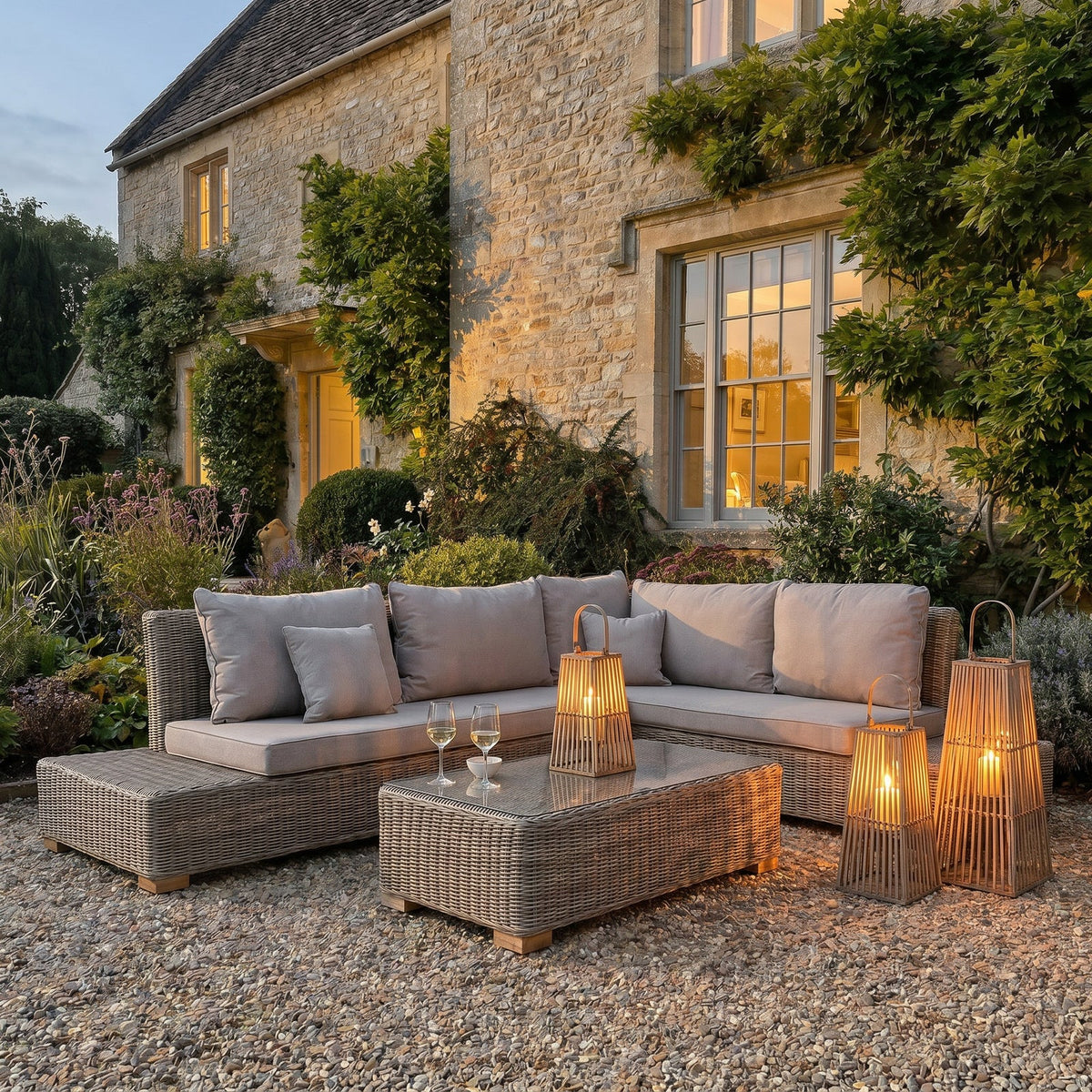 Large Silo Wicker Lantern With Glass HolderSmall.
