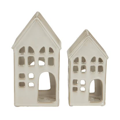 Large White Ceramic House Tea Light HolderSmall.