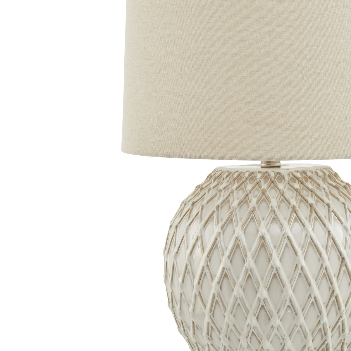 Lattice Ceramic Table Lamp With Linen ShadeSmall.