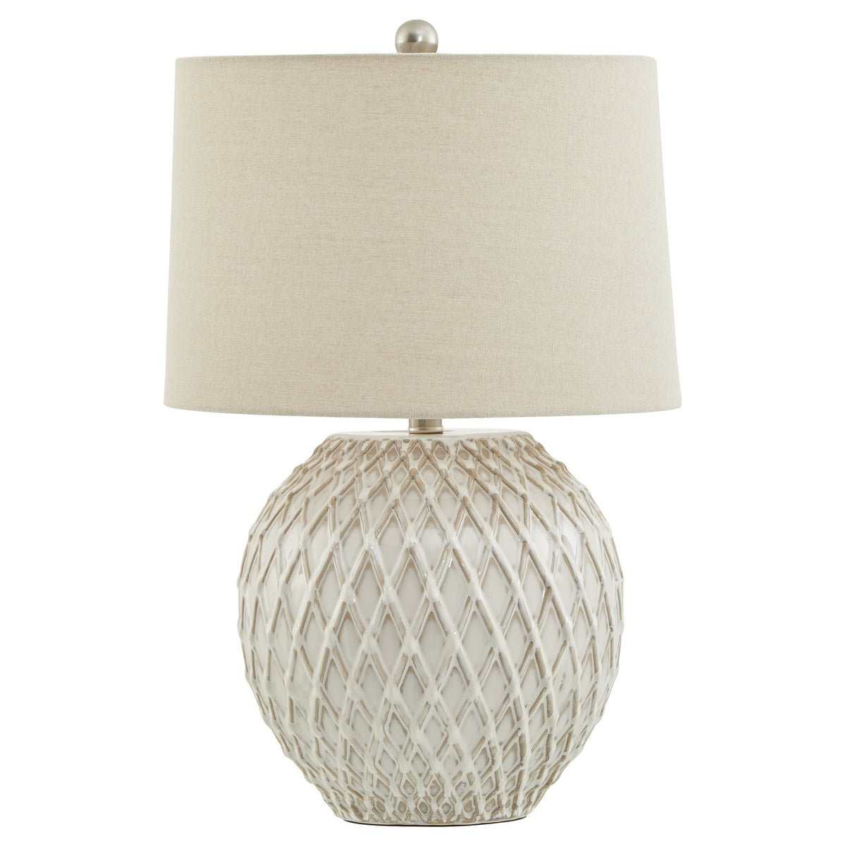 Lattice Ceramic Table Lamp With Linen ShadeSmall.