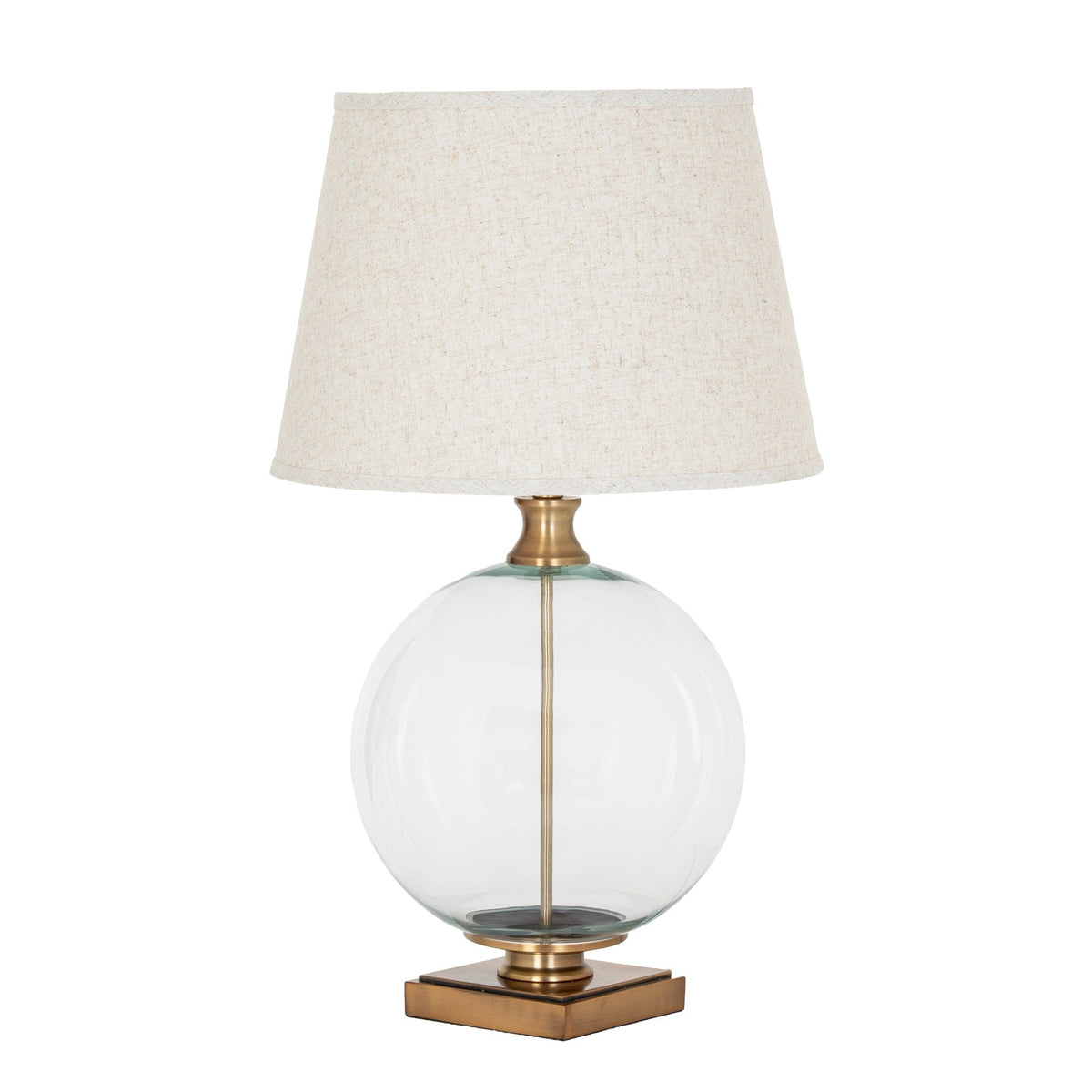 Lunel Glass Orb Table Lamp With Edged Linen ShadeSmall.