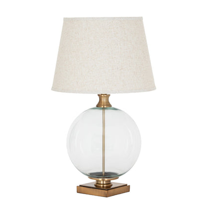Lunel Glass Orb Table Lamp With Edged Linen ShadeSmall.
