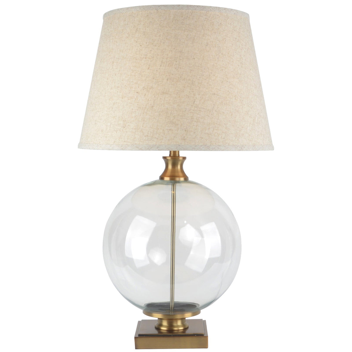 Lunel Glass Orb Table Lamp With Edged Linen ShadeSmall.
