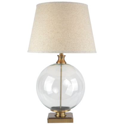 Lunel Glass Orb Table Lamp With Edged Linen ShadeSmall.