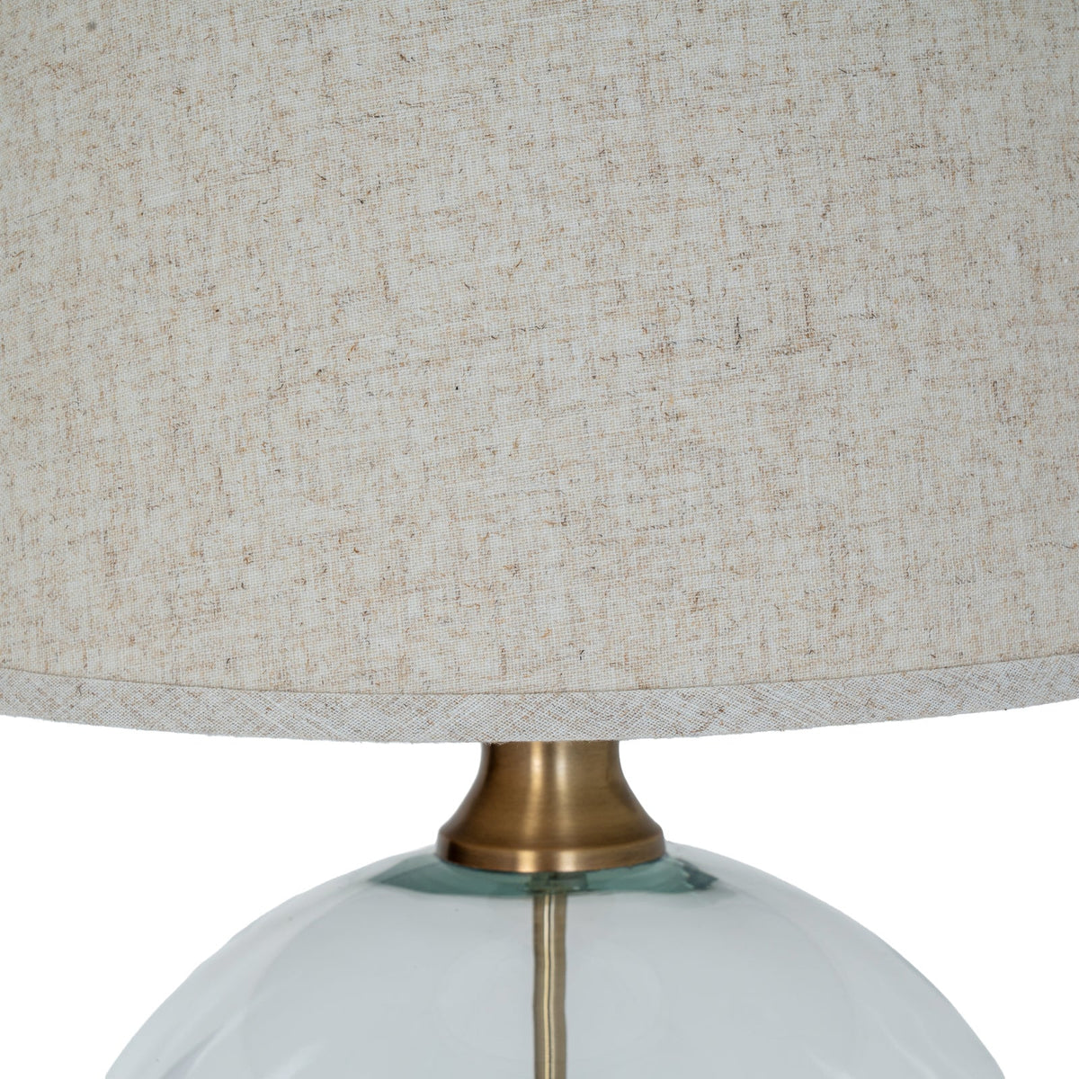 Lunel Glass Orb Table Lamp With Edged Linen ShadeSmall.
