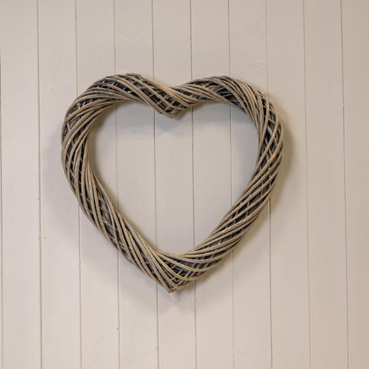 Grey Heart Thick Willow Wreath
