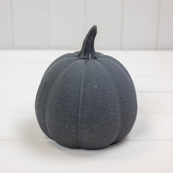 Graphite Grey Ceramic Textured Pumpkin - Large
