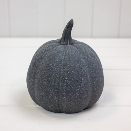 Graphite Grey Ceramic Textured Pumpkin - Large