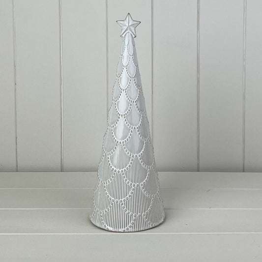 Glazed Ceramic Tree Ornament with Textured Detail