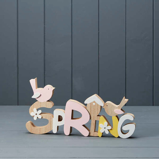 Wooden 'Spring' Word Block Wording Decoration