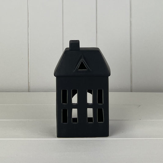 Black Ceramic House Tealight Holder