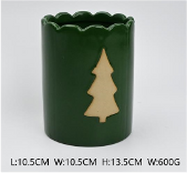 Forest Green Tree Decor Pot