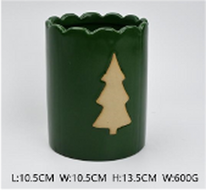 Forest Green Tree Decor Pot